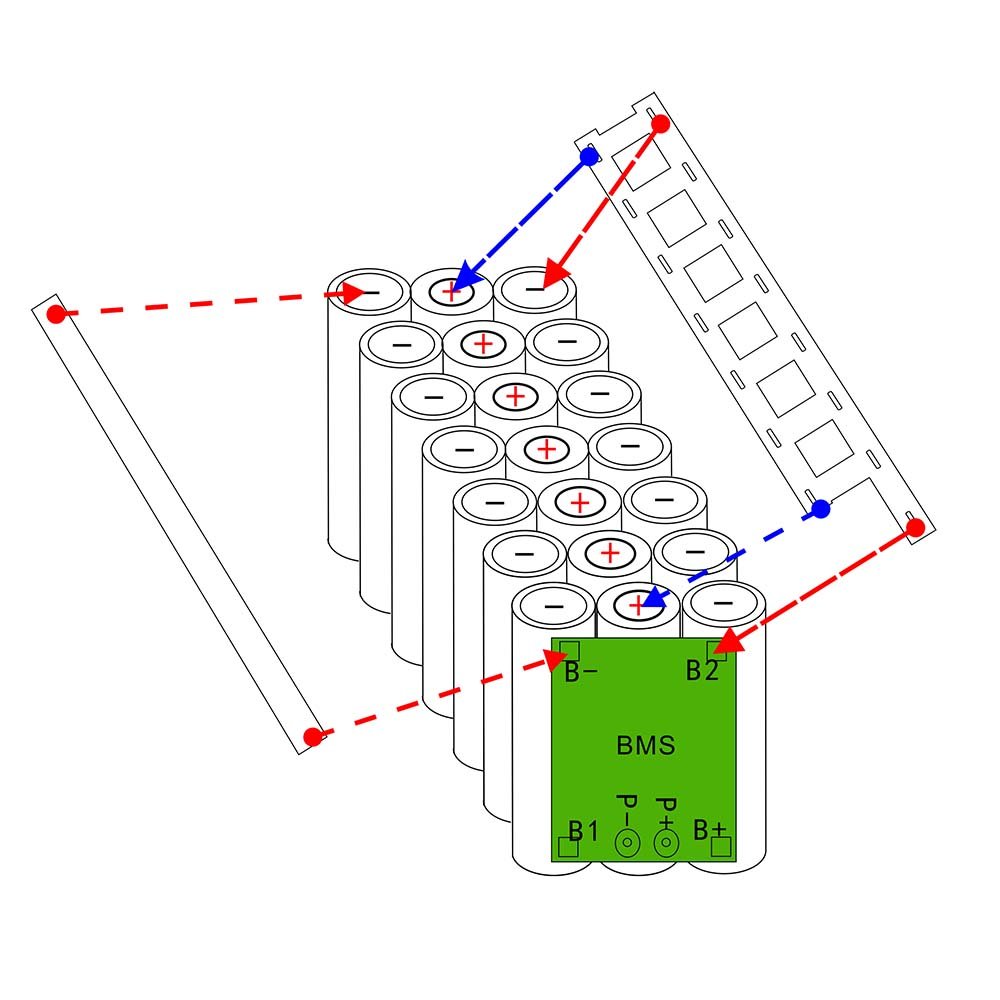 3S7P 12V 7AH battery pack connection guide with BMS